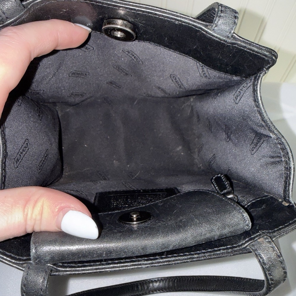Vintage Coach Black Mini Tote Top Handle Silver Hardware 6152 Bag Purse - Picture 10 of 16